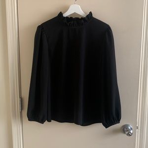 Black Ruffle J.Crew Silk Blouse